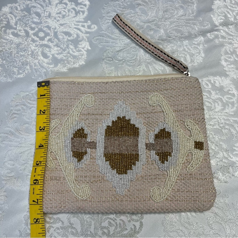 America & Beyond Beaded Wristlet & Pouch Set Light Tan - Picture 10 of 11